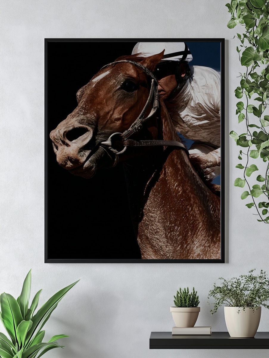 Racehorse Jockey Photography Poster. — room view 4