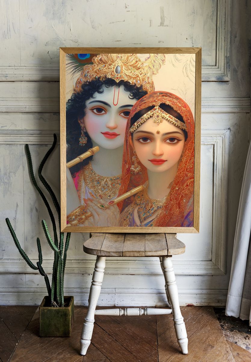 Radha and Krishna — Indian Art Print. — room view 1