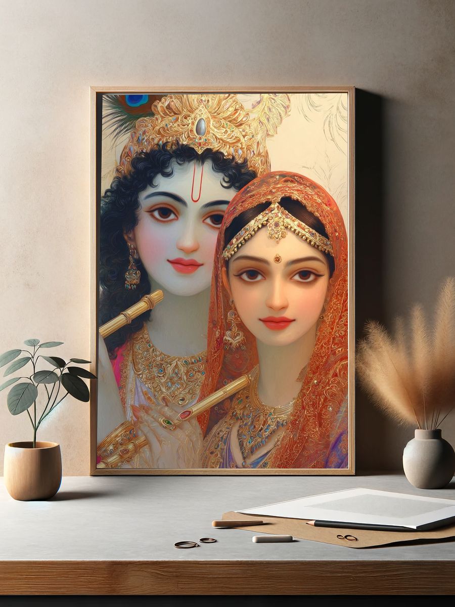 Radha and Krishna — Indian Art Print. — room view 2