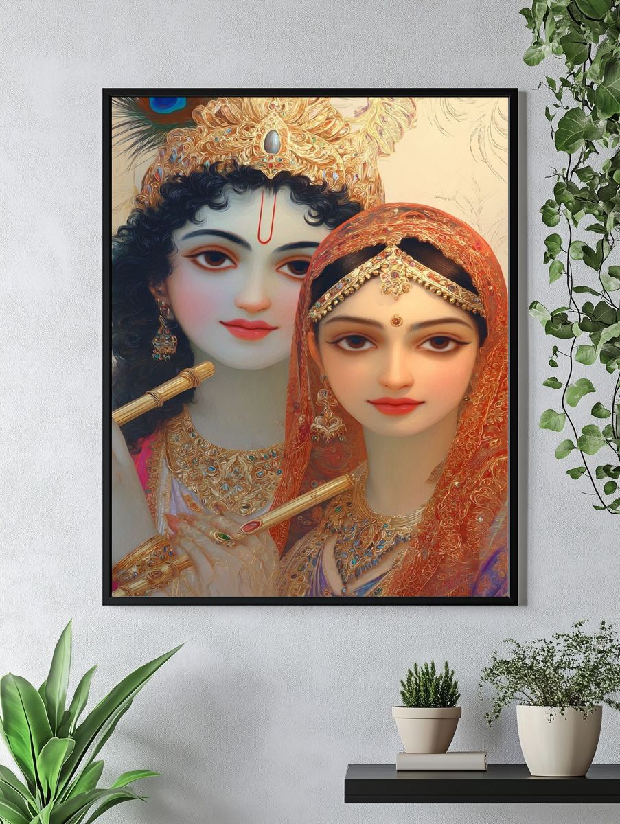 Radha and Krishna — Indian Art Print. — room view 4