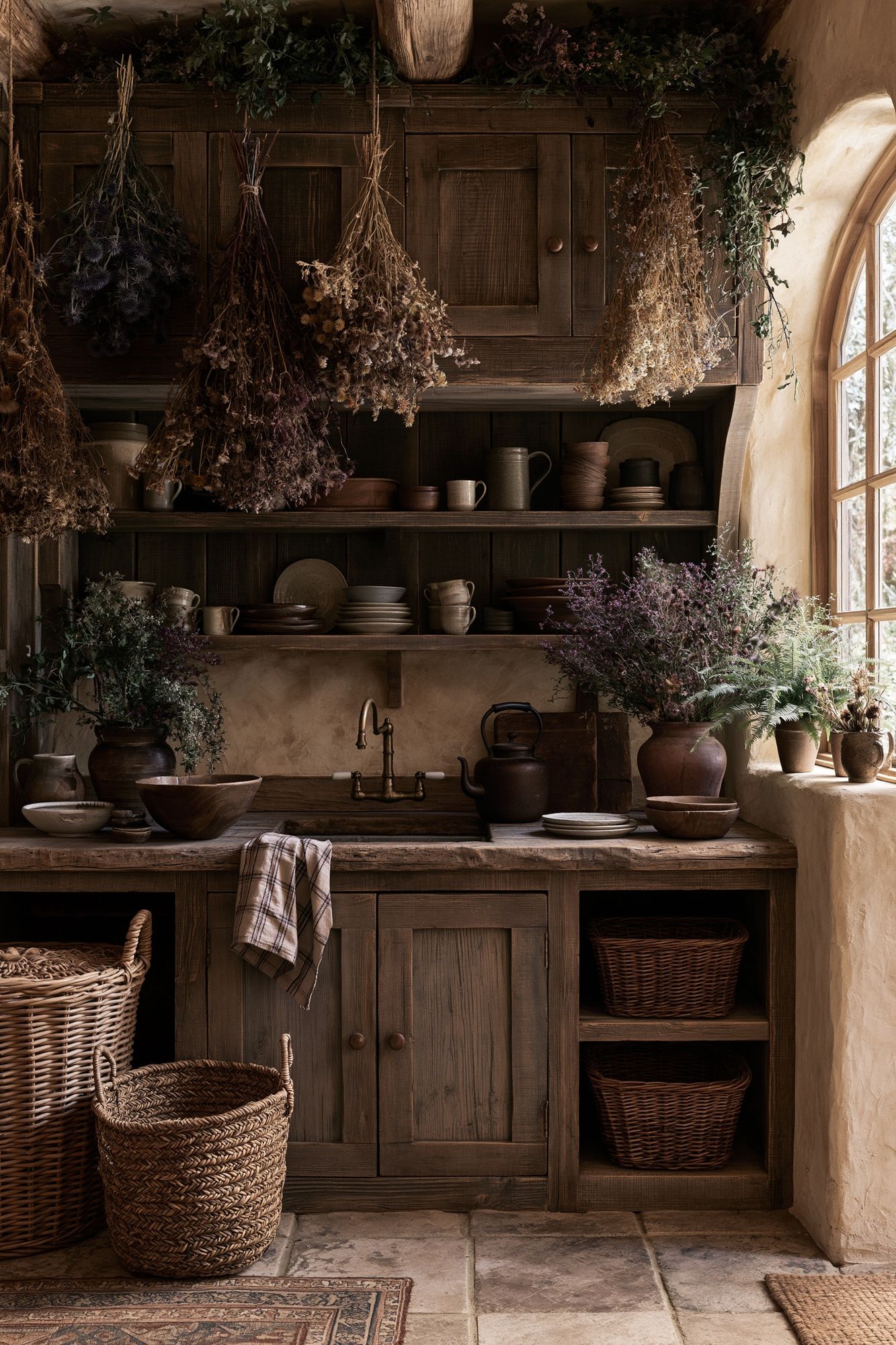 Rustic Herb Kitchen Interior Print. poster — photography art