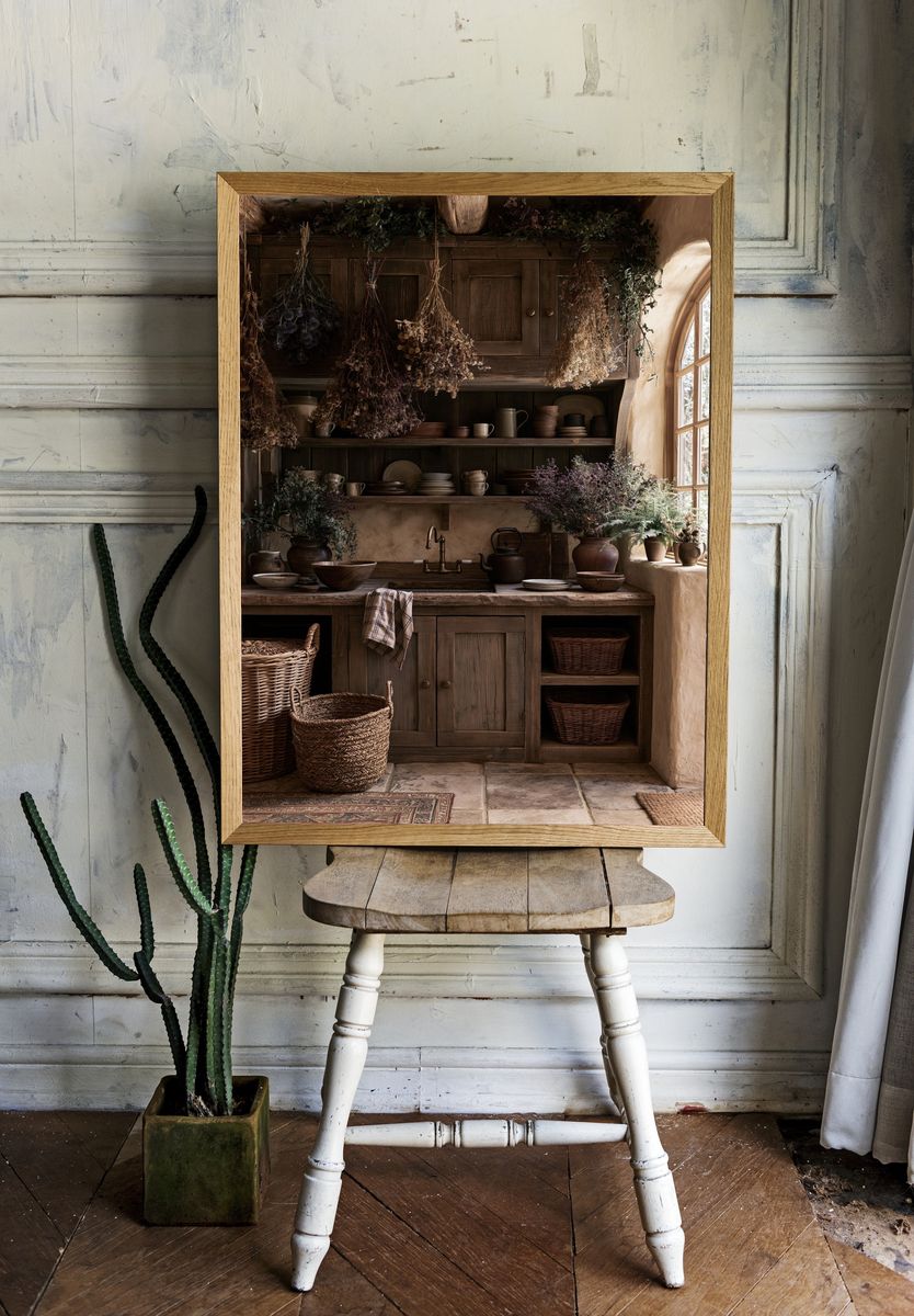 Rustic Herb Kitchen Interior Print. room preview