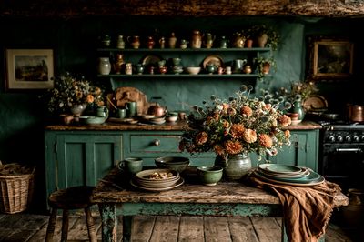Rustic Green Kitchen Still Life Poster. poster print