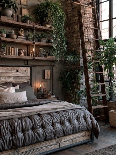 Rustic Loft Bedroom Interior Print.