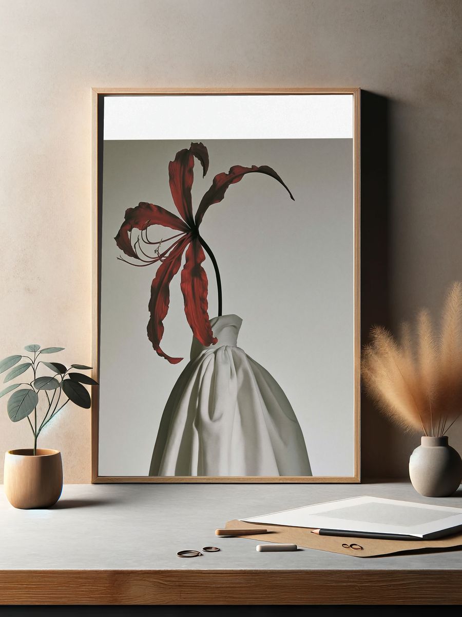 Red Lily Still Life Photography Poster. — room view 2