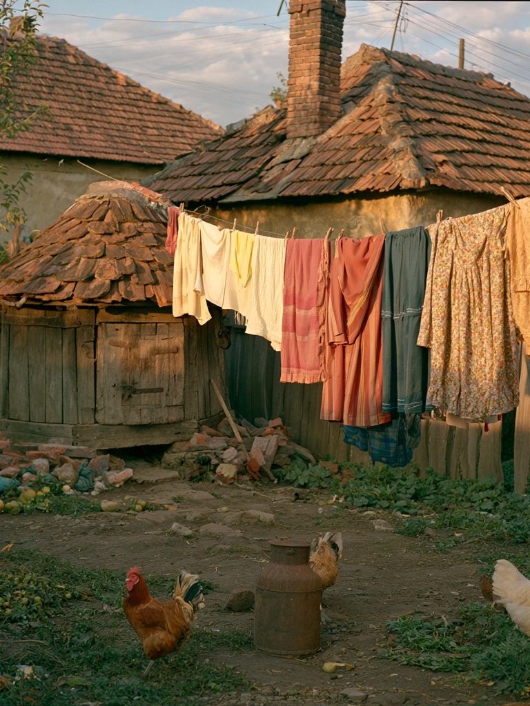 Rural Courtyard Laundry Photography Poster. poster — photography art