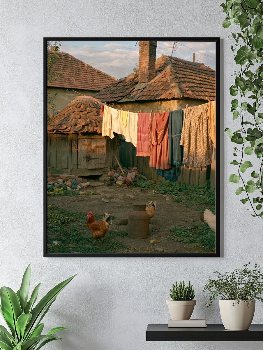 Rural Courtyard Laundry Photography Poster. — room view 4