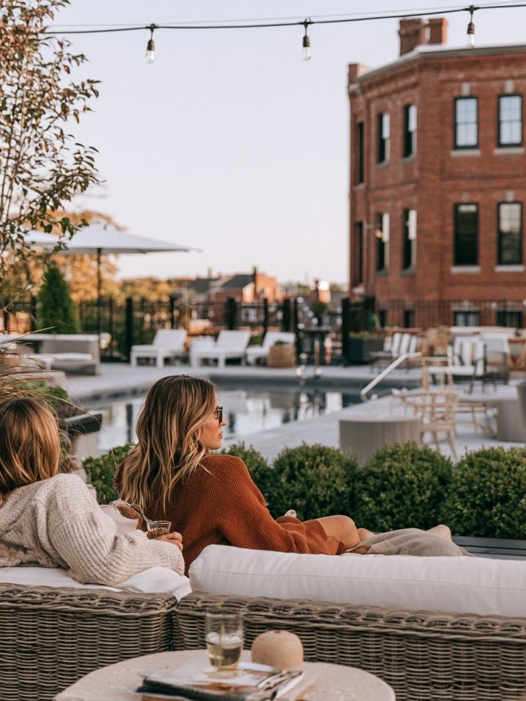 Rooftop Lounge Evening Photography Poster. poster — photography art
