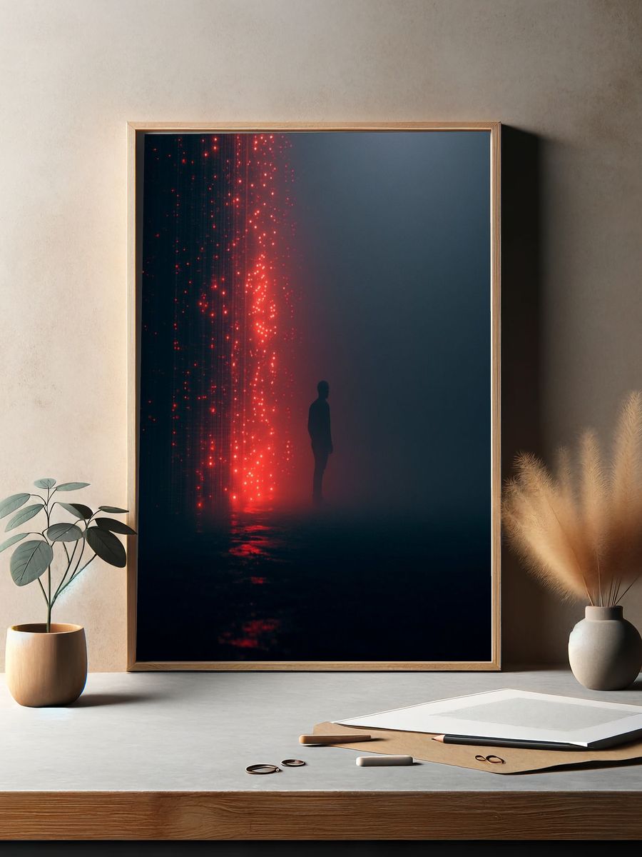Red Light Silhouette Photography Poster. — room view 2