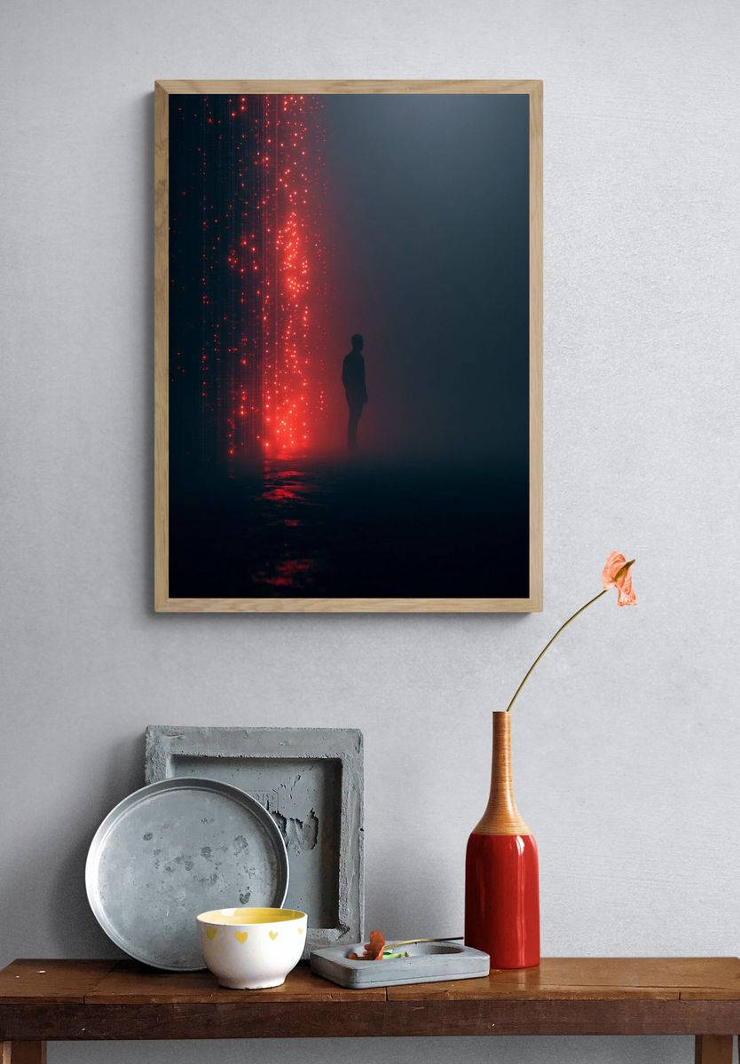 Red Light Silhouette Photography Poster. — room view 3