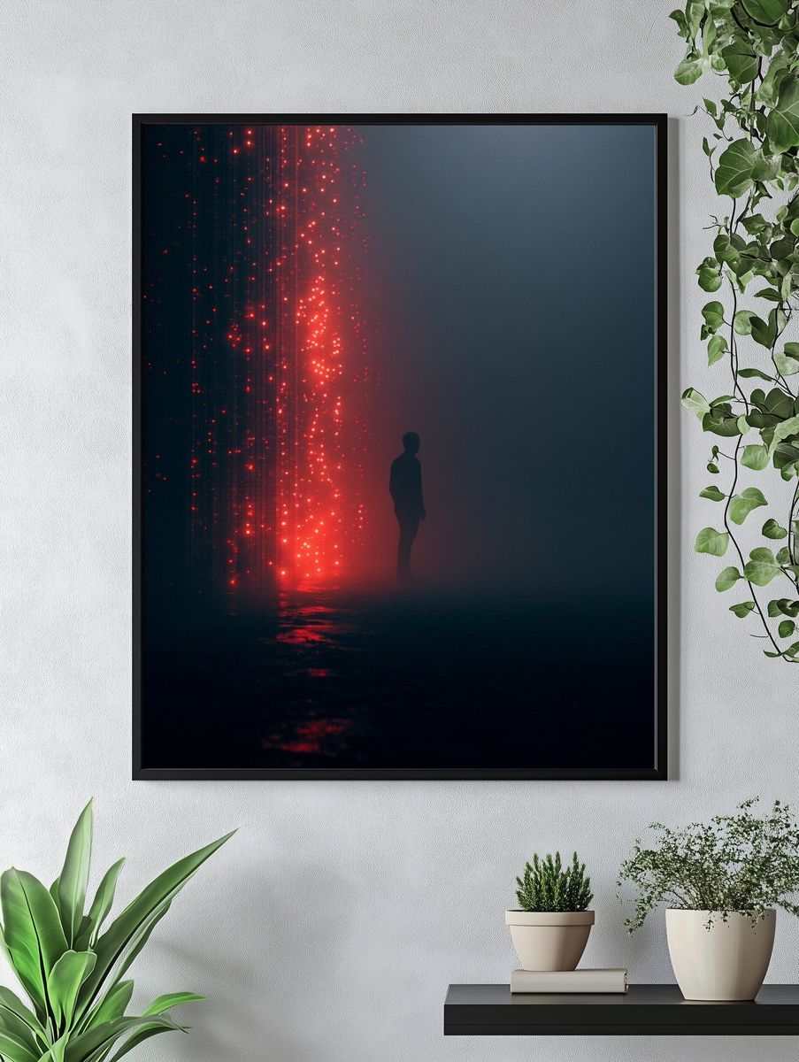 Red Light Silhouette Photography Poster. — room view 4