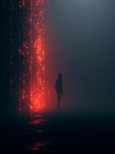 Red Light Silhouette Photography Poster. poster