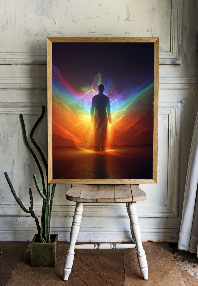 Rainbow Light Silhouette Poster. — room view 1