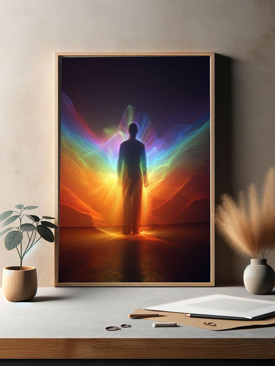 Rainbow Light Silhouette Poster. — room view 2