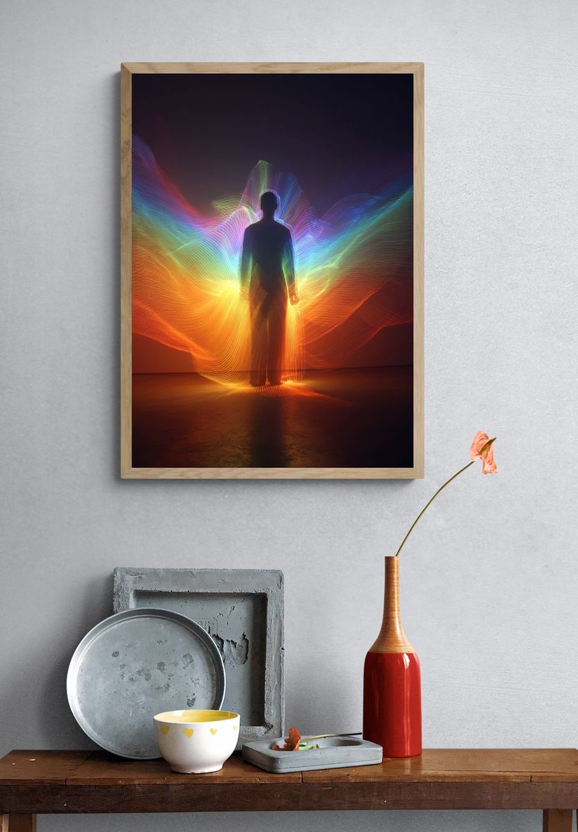 Rainbow Light Silhouette Poster. — room view 3