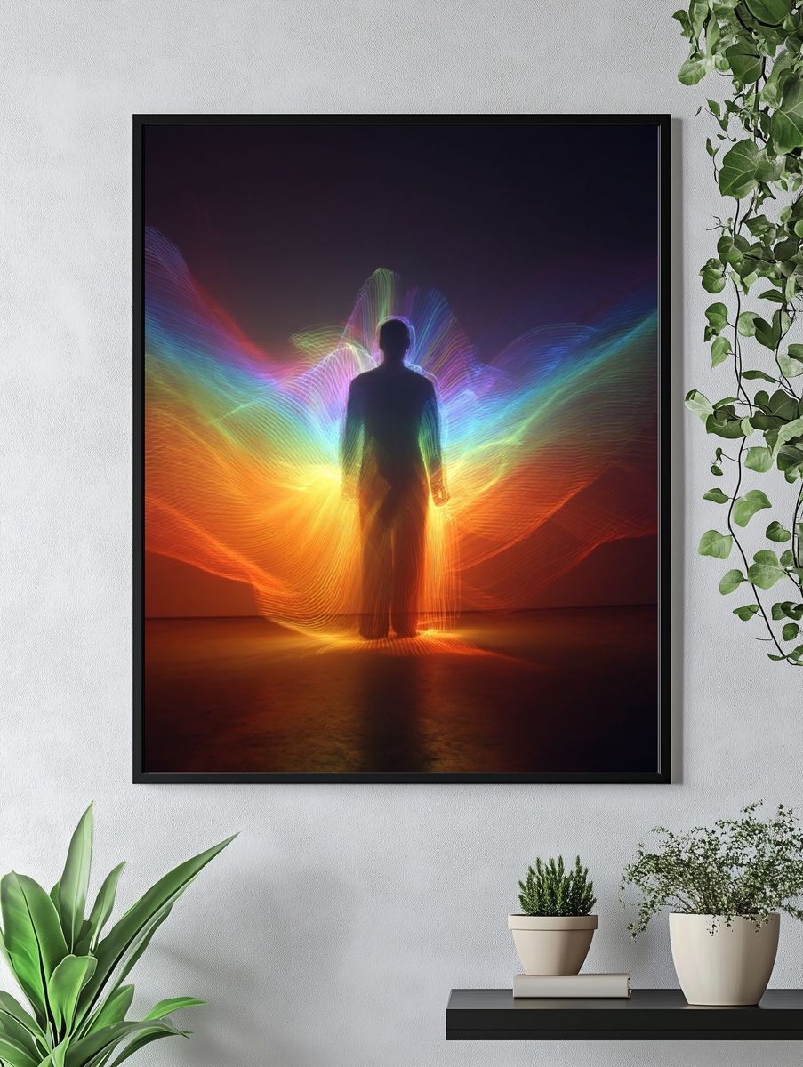Rainbow Light Silhouette Poster. — room view 4