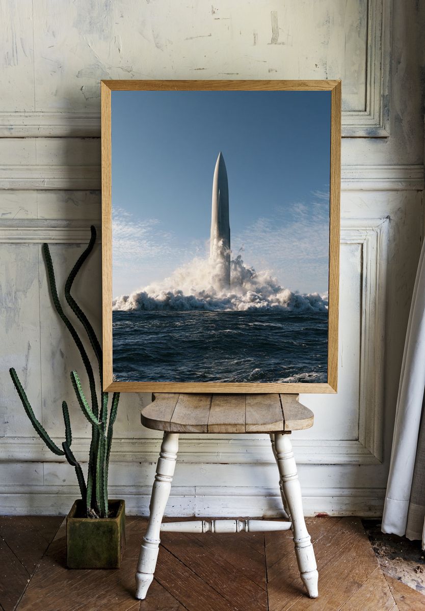 Rocket Launch at Sea Photography Poster. room preview