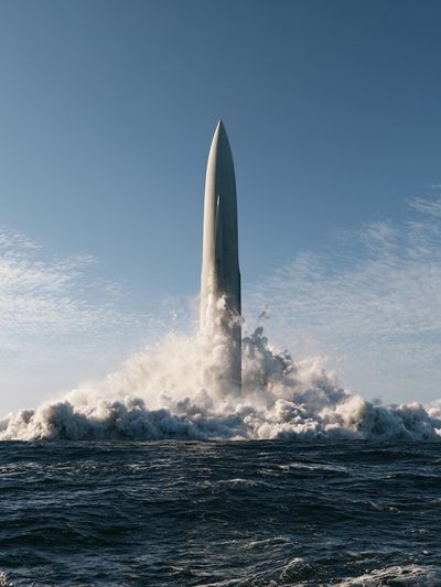 Rocket Launch at Sea Photography Poster.