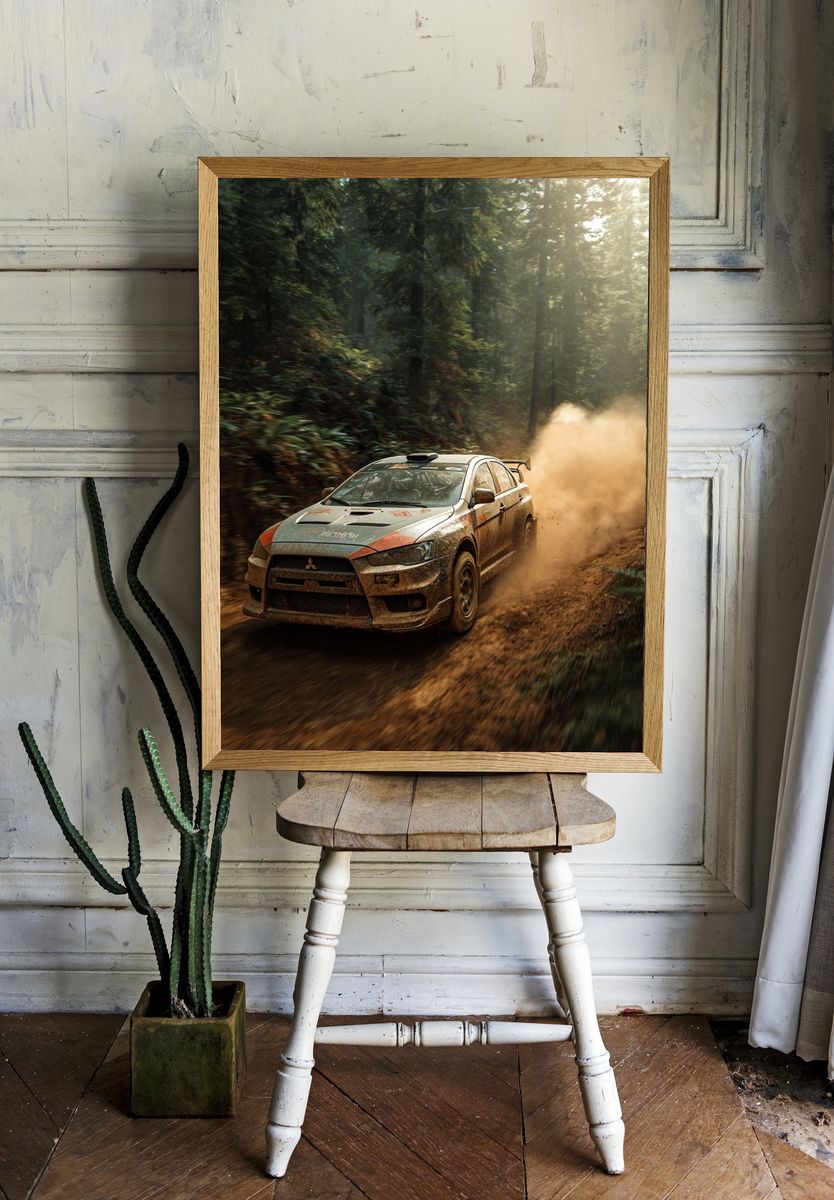 Rally Car in Forest Poster. — room view 1