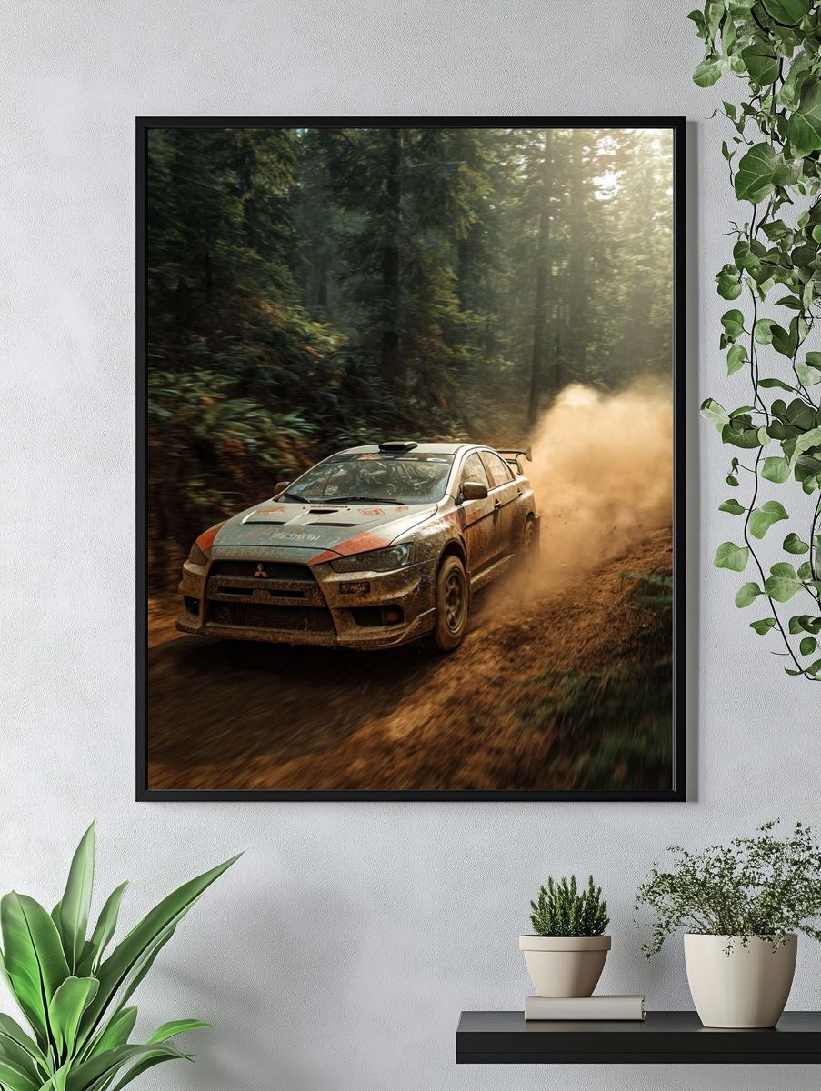 Rally Car in Forest Poster. — room view 4