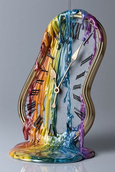 Rainbow Melting Clock Abstract Poster.