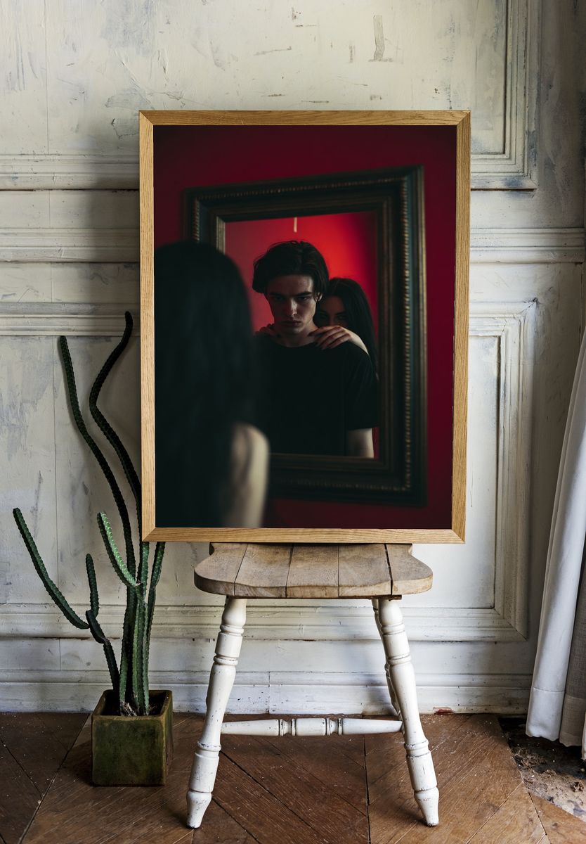 Red Mirror Portrait Photography Poster. — room view 1