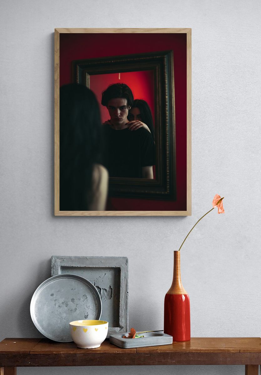 Red Mirror Portrait Photography Poster. — room view 3
