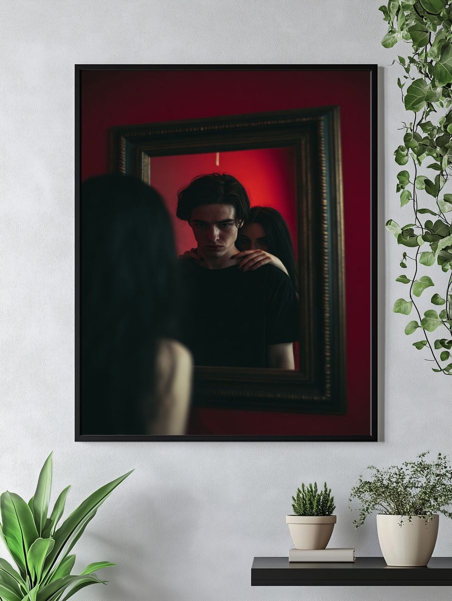 Red Mirror Portrait Photography Poster. — room view 4