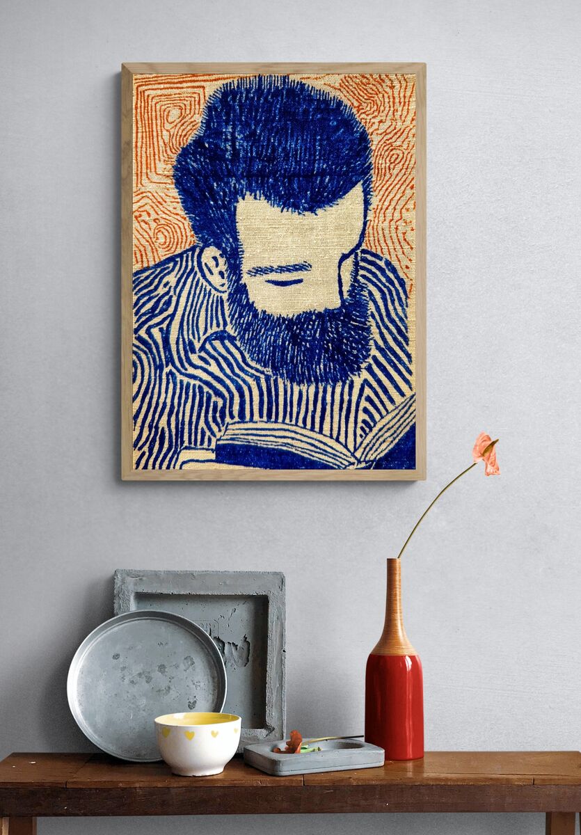 Reading Man — Illustration Print. — room view 3
