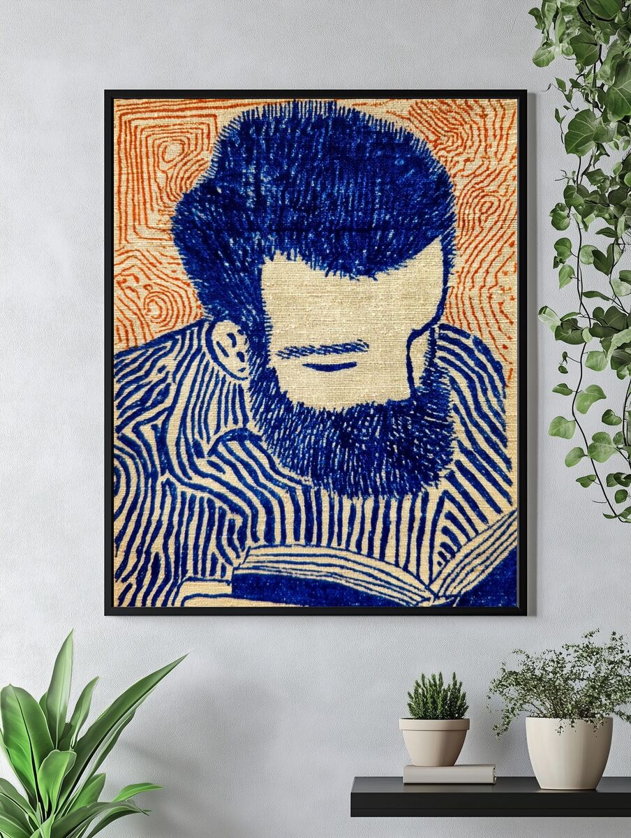 Reading Man — Illustration Print. — room view 4