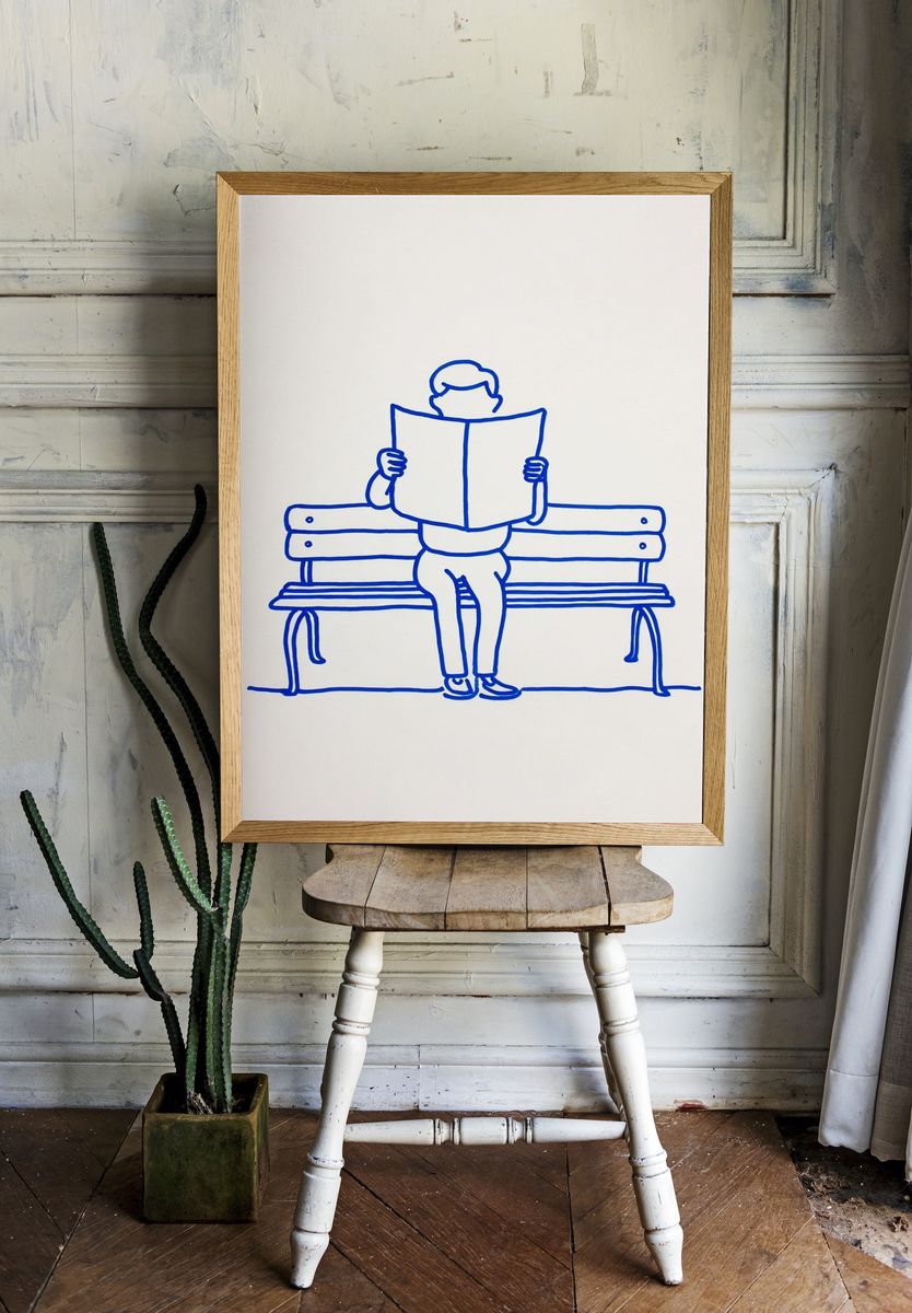 Reading Man — Minimalist Print. — room view 1