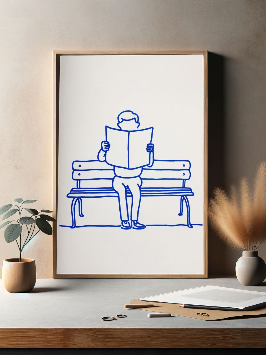 Reading Man — Minimalist Print. — room view 2