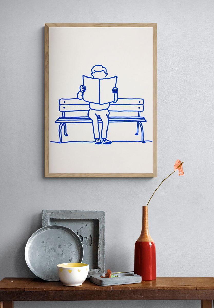 Reading Man — Minimalist Print. — room view 3