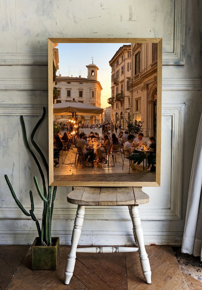 Rome Sunset Café Street Photography Poster. room preview