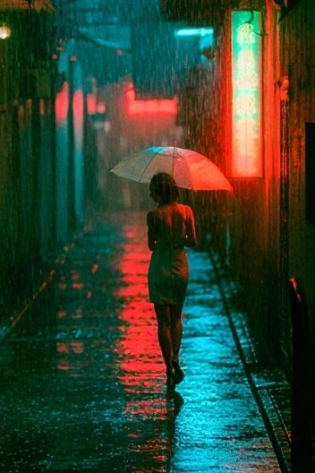 Rainy Neon Alley Poster. poster detail