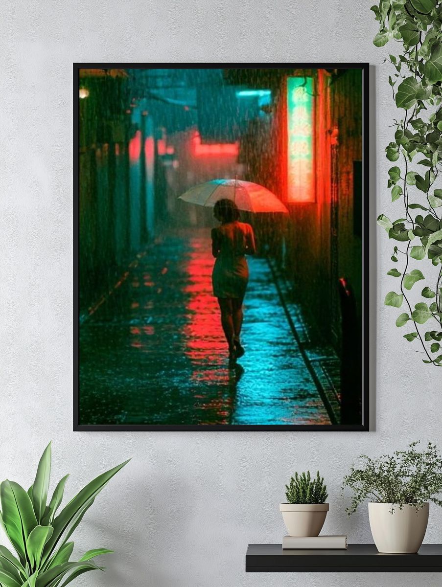Rainy Neon Alley Poster. — room view 4
