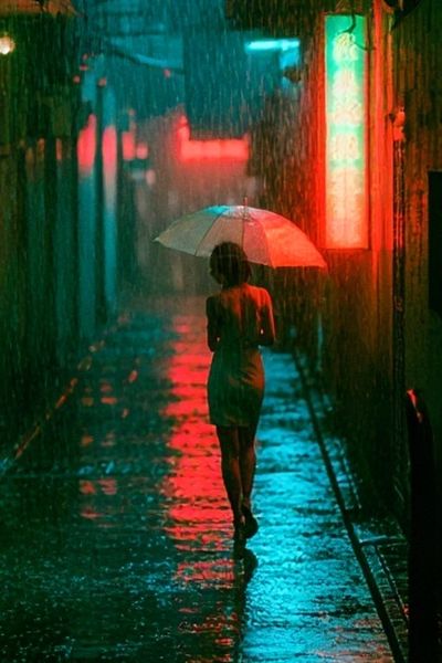 Rainy Neon Alley Poster.
