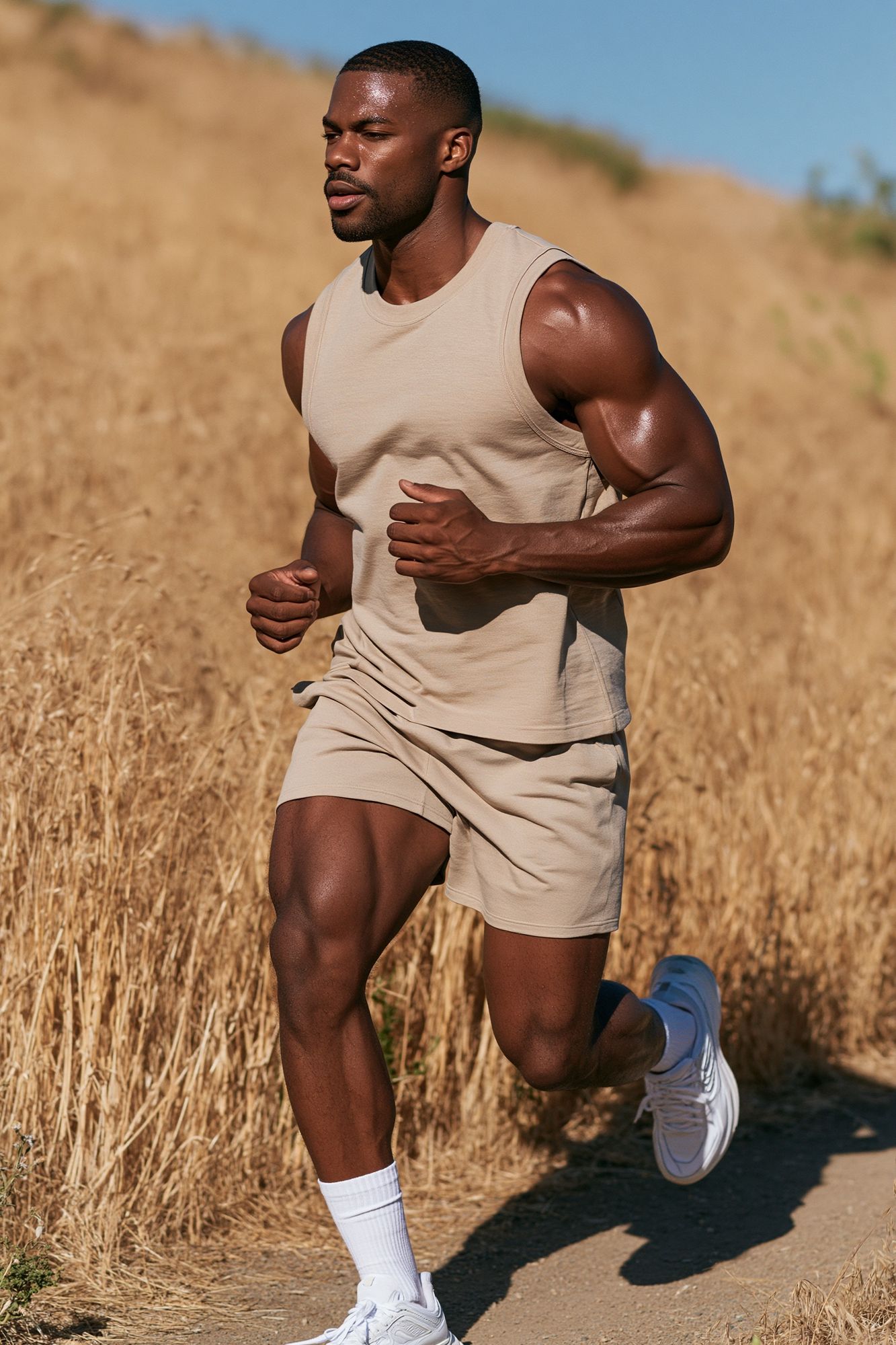 Runner in Golden Fields Photography Poster. poster detail