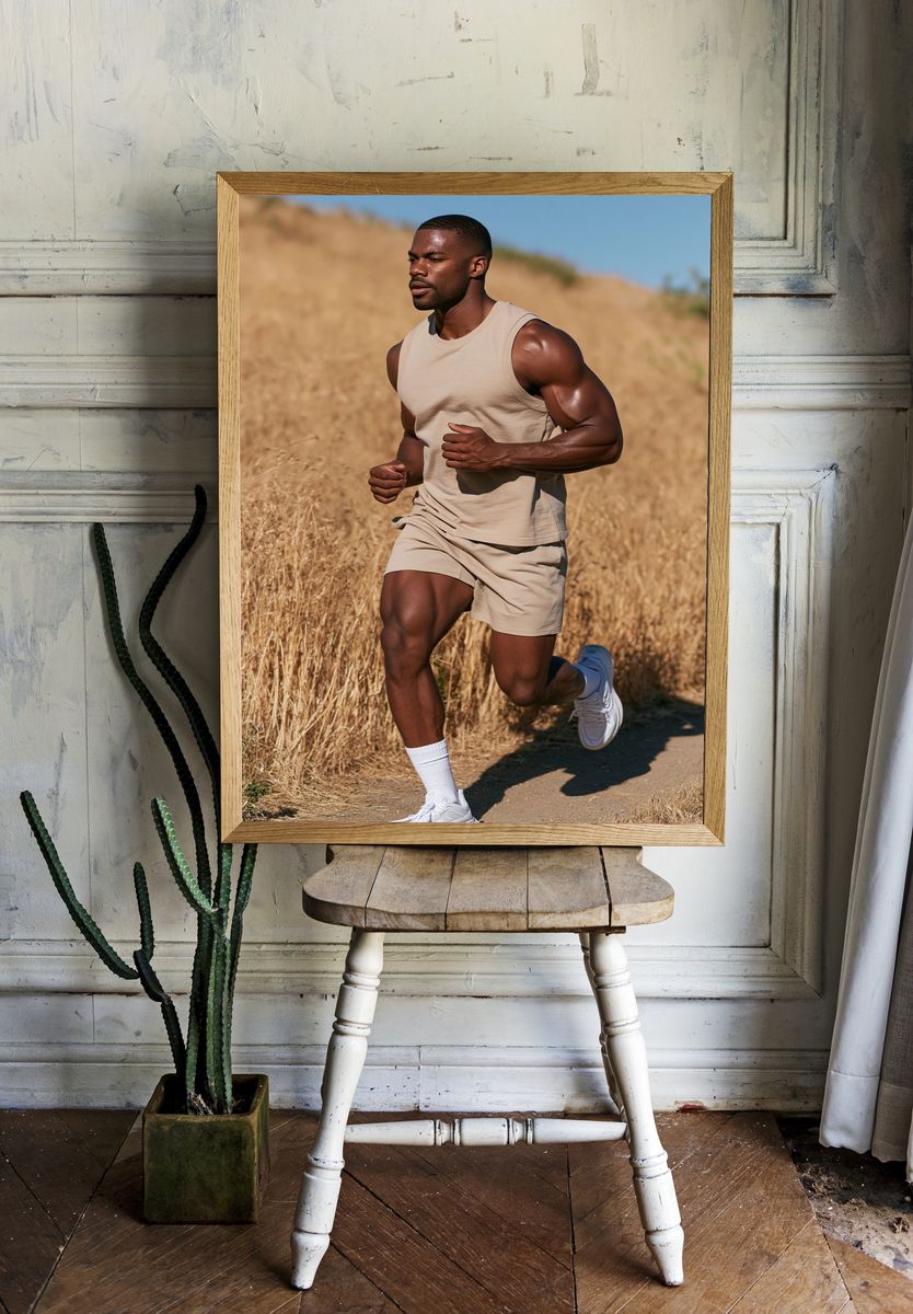 Runner in Golden Fields Photography Poster. — room view 1