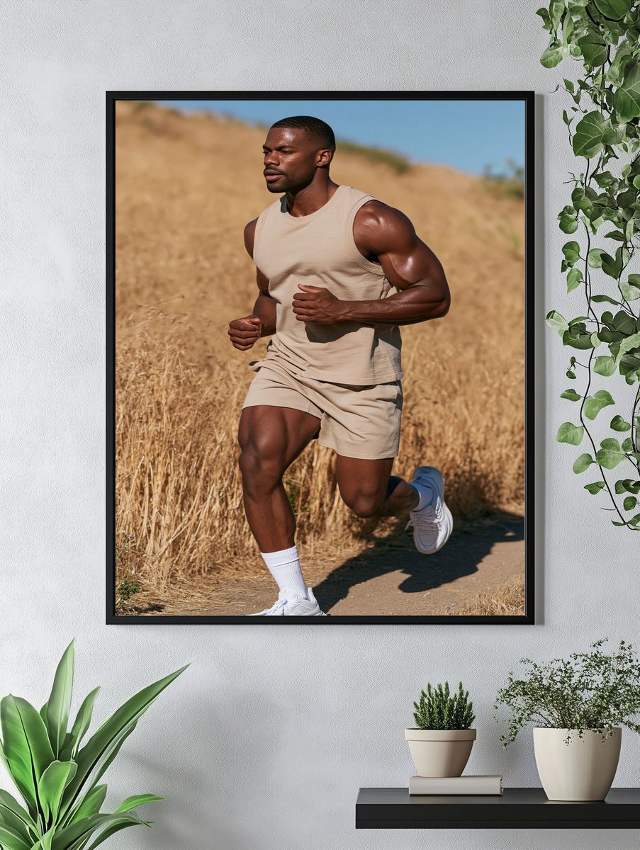 Runner in Golden Fields Photography Poster. — room view 4