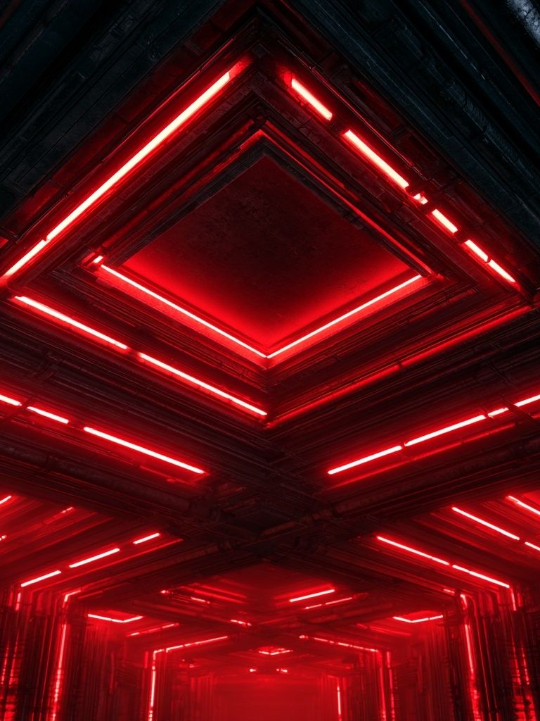 Red Neon Tunnel Abstract Print. poster detail
