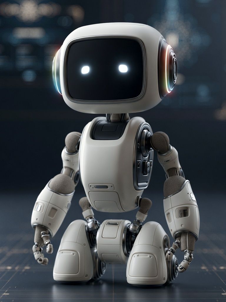 Cute Futuristic Robot Illustration Poster. poster detail