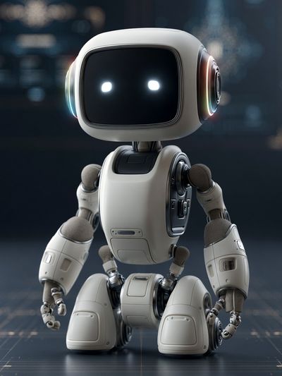 Cute Futuristic Robot Illustration Poster.