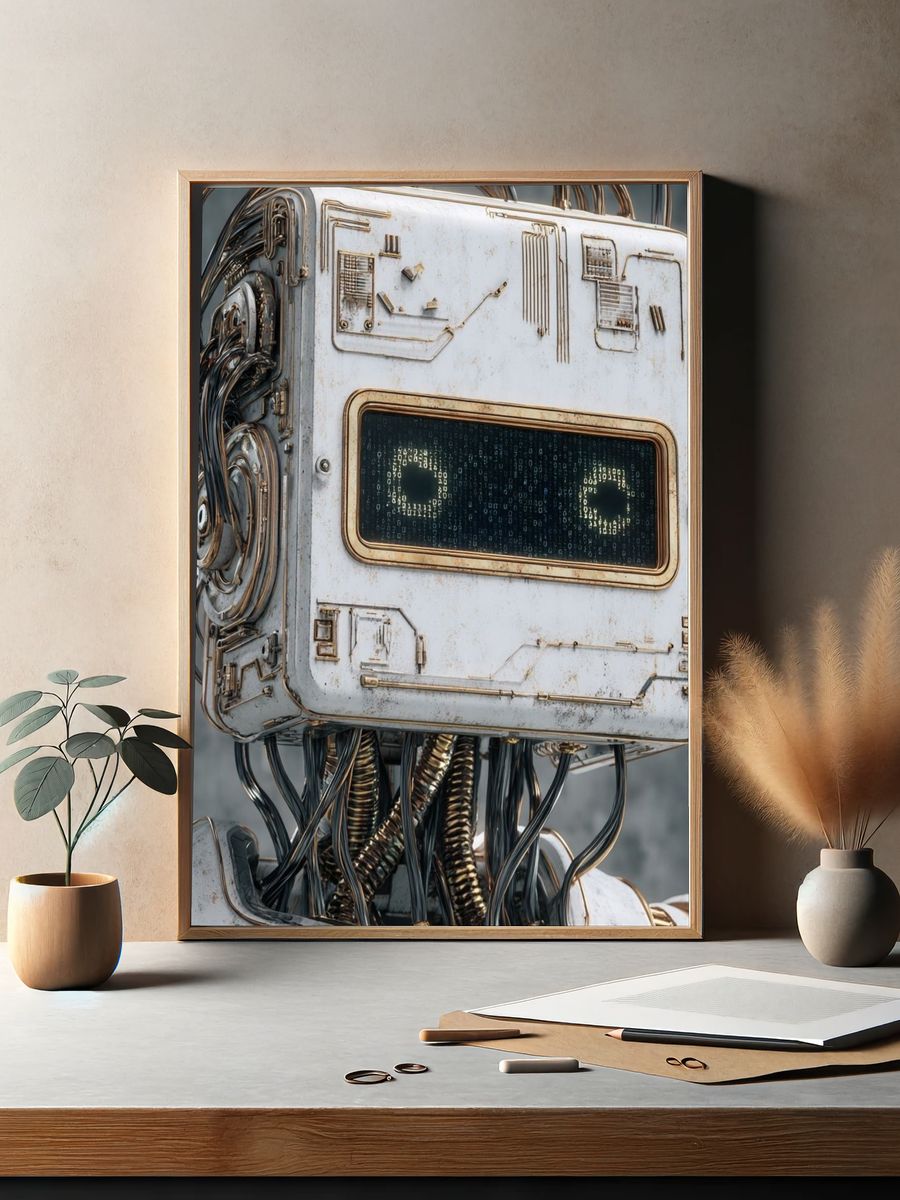 Cyber Robot Portrait Poster. — room view 2