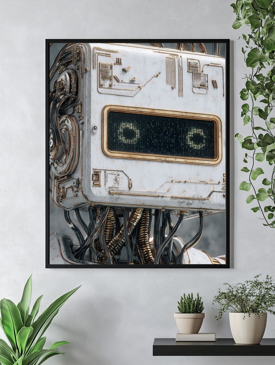 Cyber Robot Portrait Poster. — room view 4