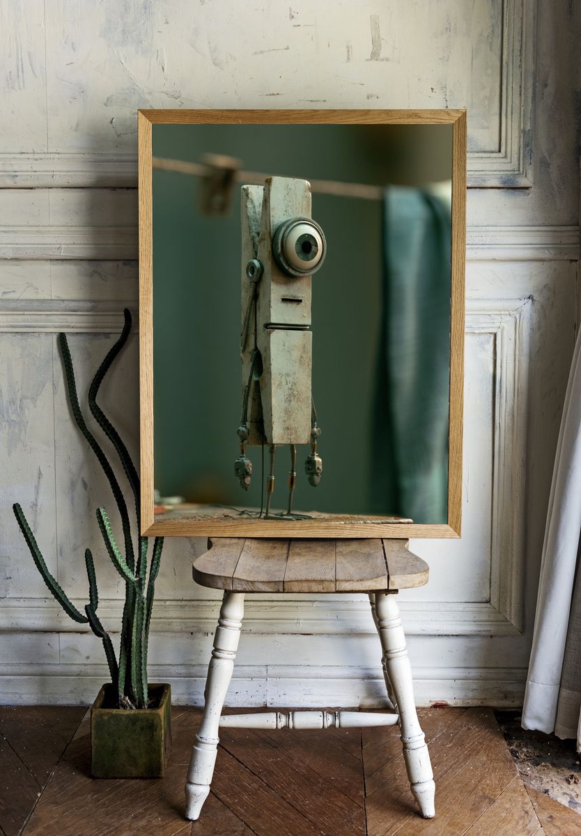 Surreal Robot Figure Illustration Poster. room preview