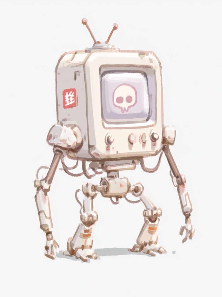 Cute Retro Robot Illustration Poster. poster — illustration art