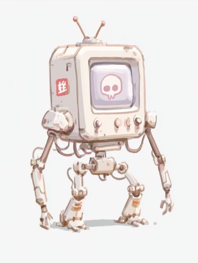 Cute Retro Robot Illustration Poster.
