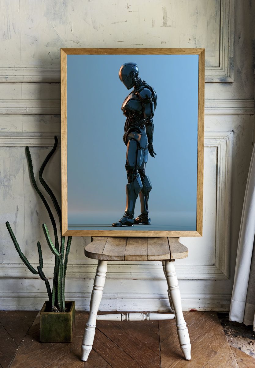 Futuristic Robot Silhouette Poster. room preview