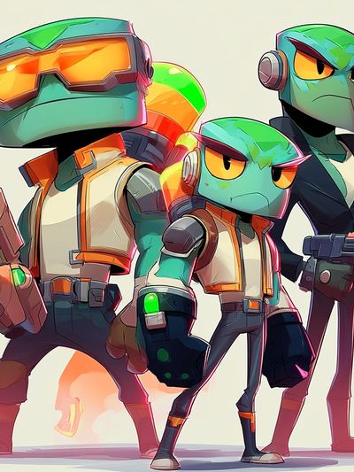 Robot Trio Digital Art Poster. poster print